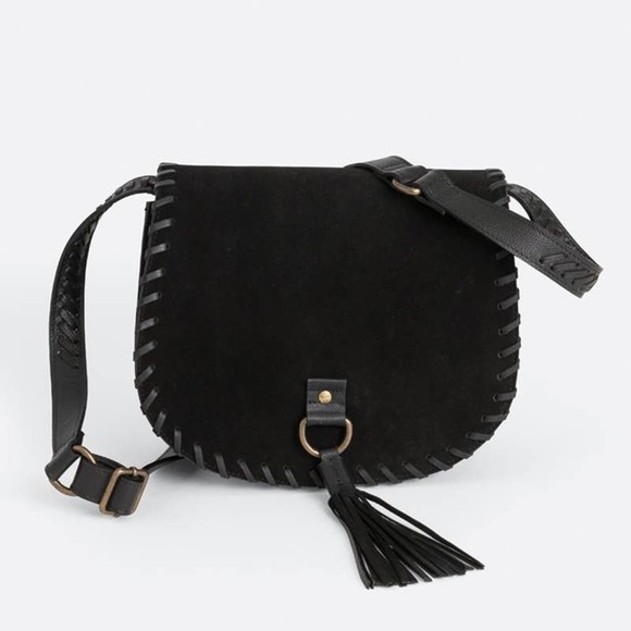 Noonday Collection Handbags - Noonday Collection NWT Suede Arc Crossbody Saddle Bag Leather Boho Convertible